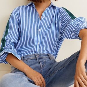 Mango Decorated Striped Shirt
